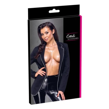 Cottelli Accessoires goldfarbene Körperkette mit Strasskette