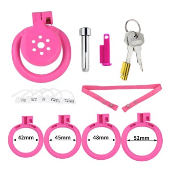 LadyBoy - Micro Peniskäfig mit Dilator inkl. 4 Ringe Pink