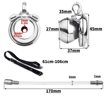 Nullo - Negativer Edelstahl Peniskäfig mit Hüftgurt 45mm