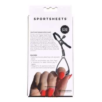 Sportsheets Velvet Noir Tuggable Nipple Clamps