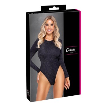 Cottelli PARTY Langarm-Riobody in Schwarz mit Silberglitzer