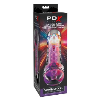 PDX Elite Stroker-Masturbator ViewTube XXL See-Thru EZ-Grip LED Stroker Clear
