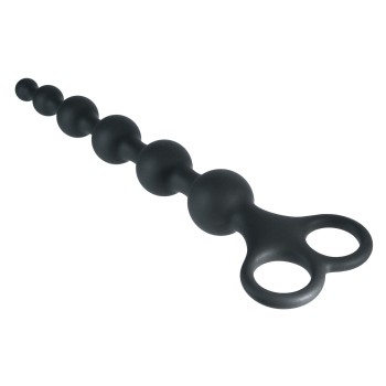 NMC Ribbed Silicone Anal Beads Black 20 cm