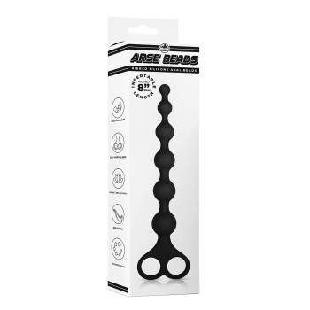NMC Ribbed Silicone Anal Beads Black 20 cm