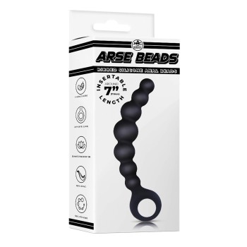 NMC Ribbed Silicone Anal Beads Black 17 cm