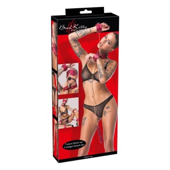 Bad Kitty 6-teiliges Bondage-Set aus pinkfarbenen Lederimitat