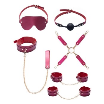 Bad Kitty 6-teiliges Bondage-Set aus pinkfarbenen Lederimitat