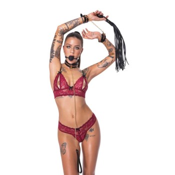 Bad Kitty 6-teiliges Bondage-Set aus schwarzem stilvollen Lederimitat