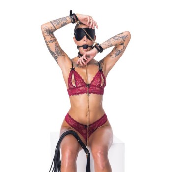 Bad Kitty 6-teiliges Bondage-Set aus schwarzem stilvollen Lederimitat