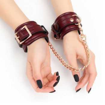 Liebe Seele - Wine Red Leder-Handfesseln