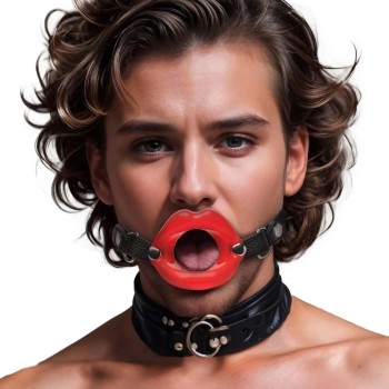 Master Series - Juicy Lips Open Mouth Gag - Rot