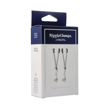 Virgite Pinzetten-Nippelklemmen mit weißen Perlen