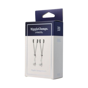 Virgite Pinzetten-Nippelklemmen mit weißen Perlen