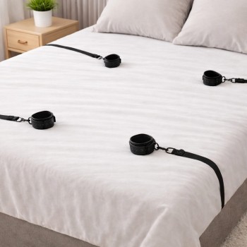 Unter-Matratzen Premium Bettfessel Set mit Neopren Fesseln