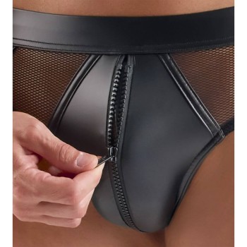 Svenjoyment Wetlook-Slip mit Reißverschluss