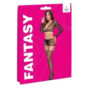 Fantasy by Cottelli 4-teiliges schwarzes Netz-Set