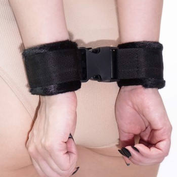 Schnellfesseln Klick-Verschluss - Soft Bondage Handfesseln BLK