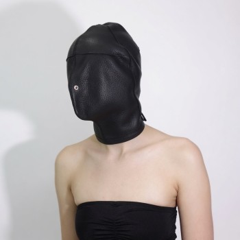 Echtleder Isolationsmaske Schwarz - BDSM Sensory Deprivation