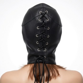 Echtleder Isolationsmaske Schwarz - BDSM Sensory Deprivation