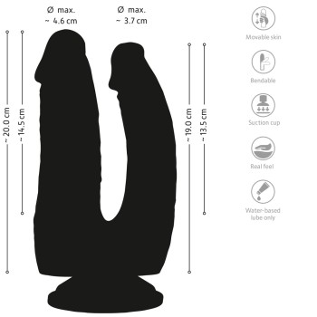 Nature Skin Bendable Double Penetrator With Movable Skin