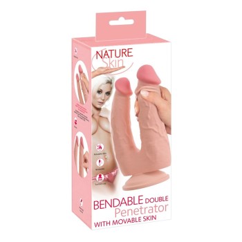 Nature Skin Bendable Double Penetrator With Movable Skin