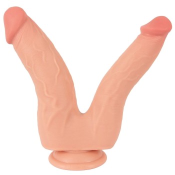 Nature Skin Bendable Double Penetrator With Movable Skin