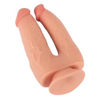 Nature Skin Bendable Double Penetrator With Movable Skin