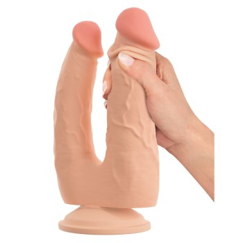 Nature Skin Bendable Double Penetrator With Movable Skin