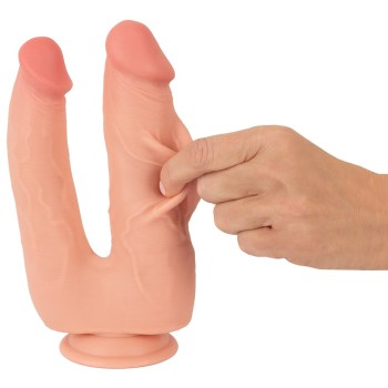 Nature Skin Bendable Double Penetrator With Movable Skin