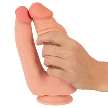 Nature Skin Bendable Double Penetrator With Movable Skin