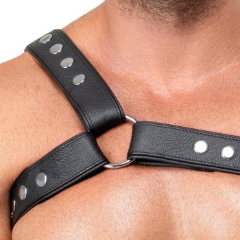 Zado Brustharness aus doppellagigem Leder schwarz