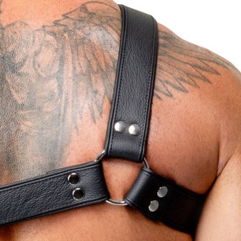 Zado Brustharness aus doppellagigem Leder schwarz