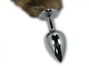 Petplay Buttplug mit Schwanz silber