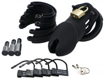 Male Chastity CB Silikon Peniskäfig lang schwarz