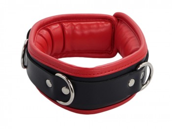 Bondage Halsband gepolstert und abschließbar rot schwarz