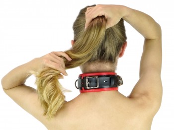 Bondage Halsband gepolstert und abschließbar rot schwarz