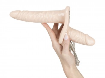 2er Strap-on Duo mit zwei Latex-Vibratoren