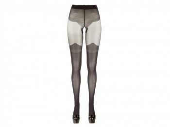 Cottelli Legwear Schwarze Strumpfhose im Overknee-Look Gr. L