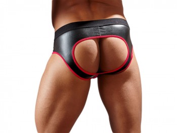 Svenjoyment Schwarz-roter Jock in Neopren-Gummioptik Gr. L