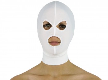 Dehnbare Kopfmaske mit 3 Öffnungen weiß