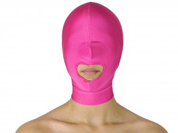 Dehnbare Kopfmaske mit Mundöffnung pink