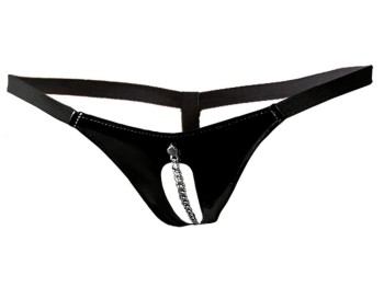 Black Level schwarzer Lack-String mit Kette
