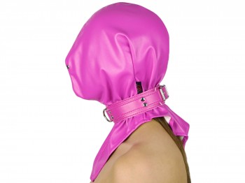 Kopf-Haube Maske mit Gummizug und Halsband pink