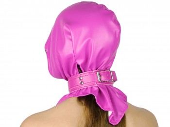 Kopf-Haube Maske mit Gummizug und Halsband pink