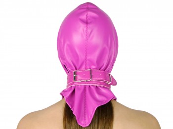 Kopf-Haube Maske mit Gummizug und Halsband pink