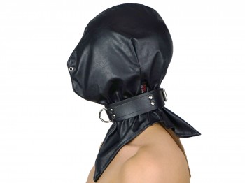 Kopf-Haube Maske mit Gummizug und Halsband schwarz
