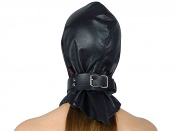 Kopf-Haube Maske mit Gummizug und Halsband schwarz