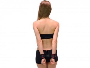 Soft-Bondage Klettfesseln mit Klick-Verschluss schwarz/rot