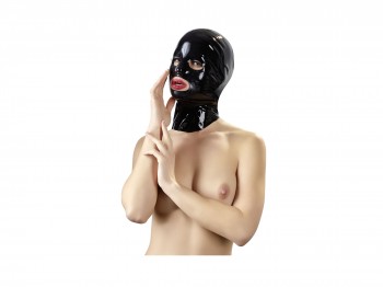 Anatomische Latex-Kopfmaske für Frauen schwarz Gr. S/M