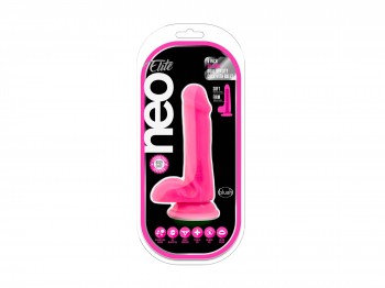 Dildo Neo mit Saugfuß und Hoden 15 cm neonpink